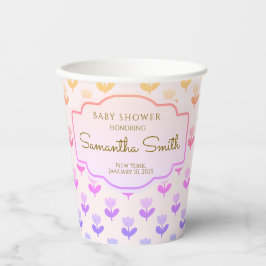 Vasos De Papel Soft Pastel Floral Pattern Baby Shower Name Date