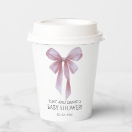 Vasos De Papel Soft Pink Bow Girl Baby Shower