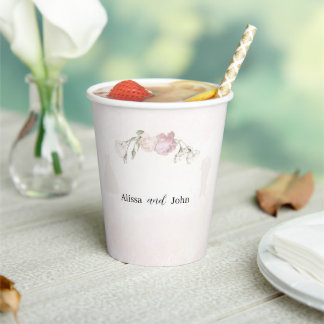 Vasos De Papel Soft Pink Roses & Bride and Groom Collection