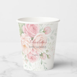 Vasos De Papel soft roses floral paper cups template
