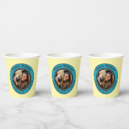 Vasos De Papel Soft Yellow Photo Modern Graduation Party