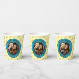 Vasos De Papel Soft Yellow Photo Modern Graduation Party