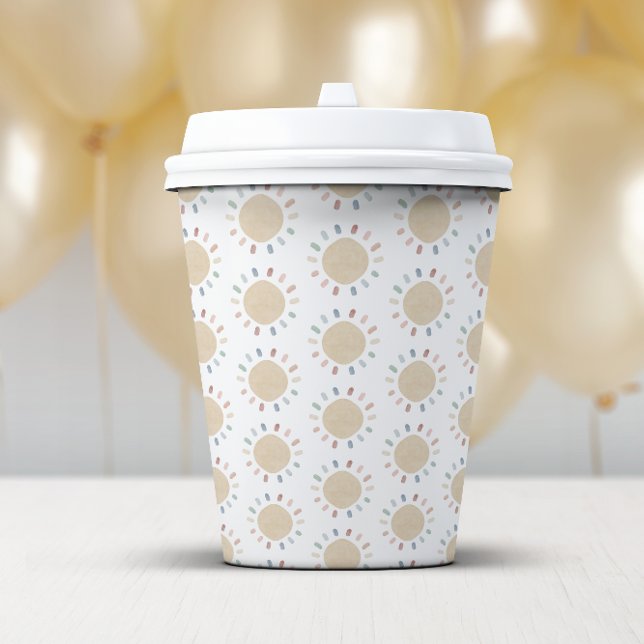 Vasos De Papel Sol Boho (Boho Rainbow Sun Baby Shower Paper Cups
)