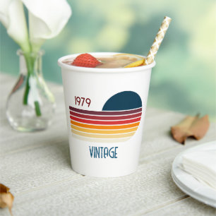 Vasos De Papel Sol de raya retro vintage 1979