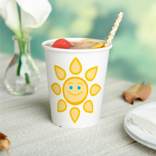 Vasos De Papel Sol Sonriente Feliz Luz del Sol