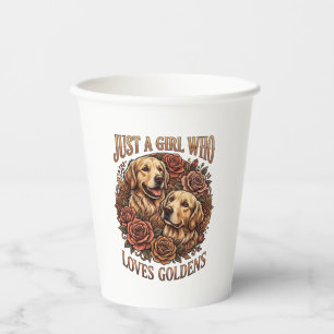 Vasos De Papel Solo chica que ama a los golden perro rosas_1