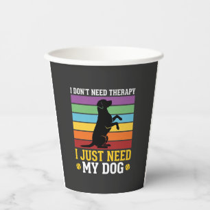 Vasos De Papel Solo Necesito Terapia de Perro
