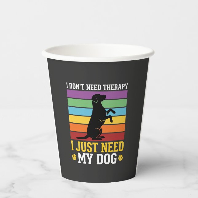 Vasos De Papel Solo Necesito Terapia de Perro (Anverso)