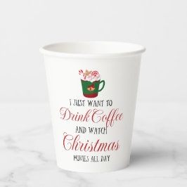 Vasos De Papel Sólo quiero beber café y ver Navidad
