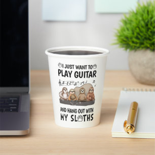Vasos De Papel Solo Quiero Tocar Humor De Guitarra Con Camisetas 