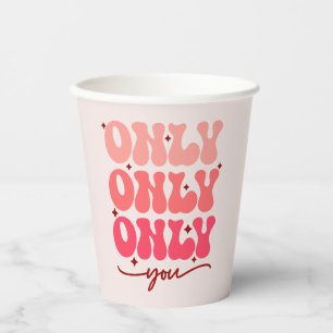 Vasos De Papel Solo tú   Texto de repetición minimalista y románt