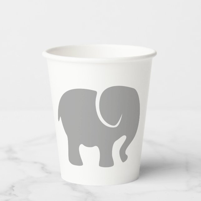 Vasos De Papel Sólo un auto de Elefante Gris (Anverso)