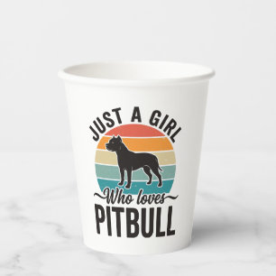 Vasos De Papel Sólo una chica que ama el diseño vintage de pitbul