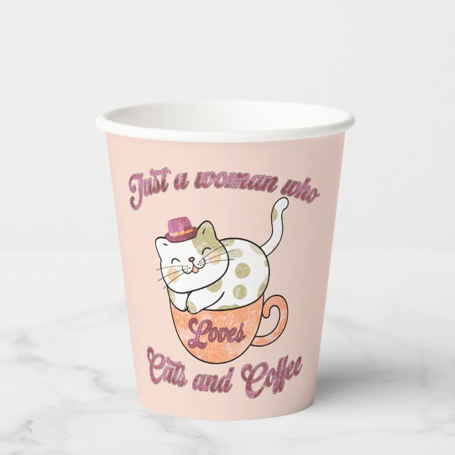 Vasos De Papel Sólo una mujer que ama los gatos y el café (Anverso)