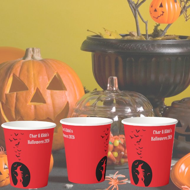 Vasos De Papel Solo ve las copas de papel de Halloween Party (Witches Only Halloween Party Paper Cups)
