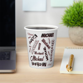 Vasos De Papel Sombra de color de rosa monograma de patrón de nom