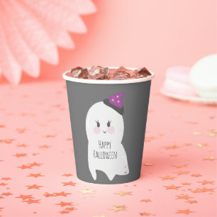 Vasos De Papel Sombrero de Bruja Fantasma Lindo Halloween Gris
