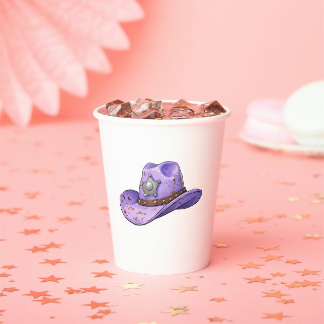 Vasos De Papel Sombrero de vaquera morado claro (in situ)