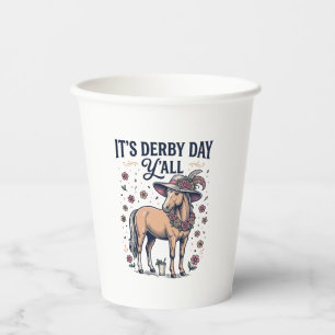 Vasos De Papel Sombrero Floral de Caballo Día del Derby Y’all