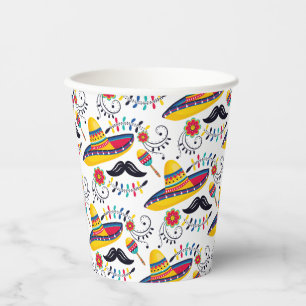 Vasos De Papel Sombreros, bigotuchos del patrón de arte folclóric