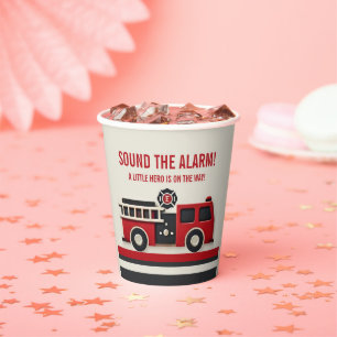Vasos De Papel Sonar la alarma del Baby Shower del bombero Minima