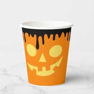 Vasos De Papel Sonrisa de Jack oLantern que gotea negro naranja H