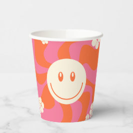 Vasos De Papel Sonrisa - rosa, Naranja y crema