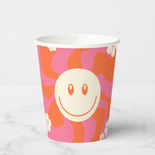 Vasos De Papel Sonrisa - rosa, Naranja y crema