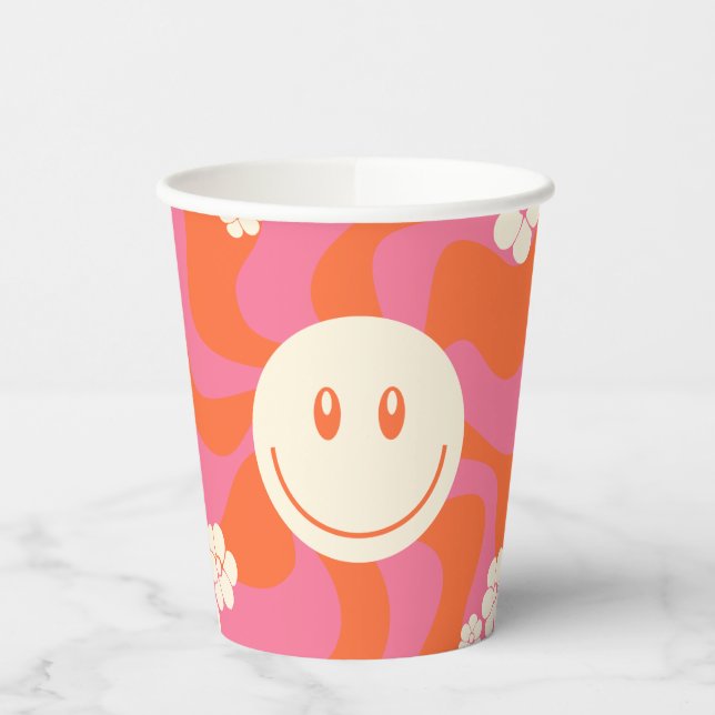Vasos De Papel Sonrisa - rosa, Naranja y crema (Izquierda)