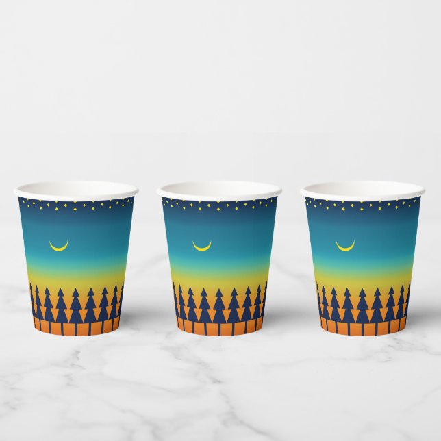 Vasos De Papel Souwest Sunset Pines y Moon Design (Multi)