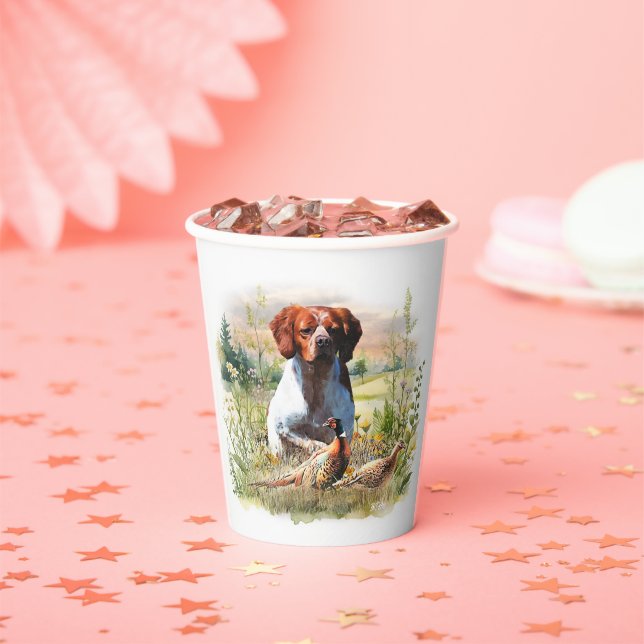 Vasos De Papel Spaniel de Bretaña - Campo, Enfoque, Faisán, Arte (in situ)