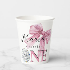 Vasos De Papel Sparkle Pink Coquette Bow 1