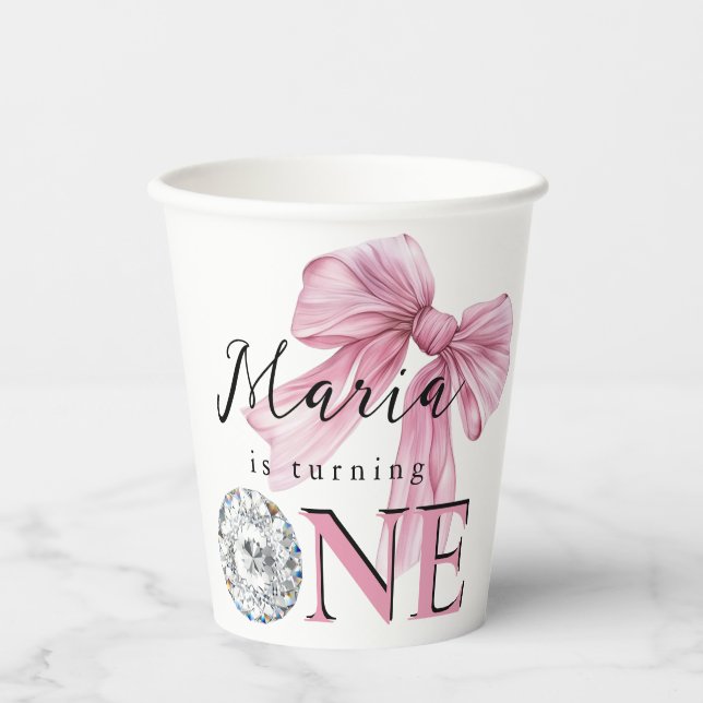 Vasos De Papel Sparkle Pink Coquette Bow 1 (Anverso)