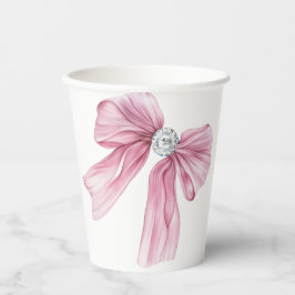 Vasos De Papel Sparkle Pink Coquette Bow 1