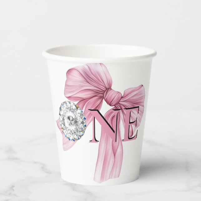 Vasos De Papel Sparkle Pink Coquette Bow 1 (Anverso)