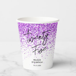 Vasos De Papel Sparkling Purple Purpurina White Cualquier Cumplea