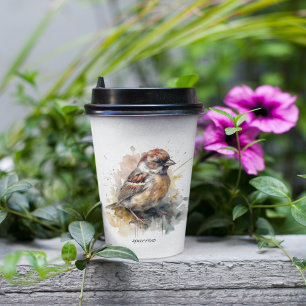Vasos De Papel Sparrow de acuarela rusa, personalizado
