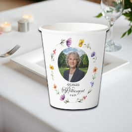 Vasos De Papel Special Photo Elegant Floral Retirement Party