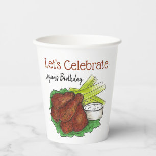 Vasos De Papel Spicy BBQ Búfalo Alas de pollo portón trasero Jueg