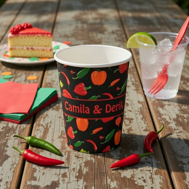 Vasos De Papel Spicy Chili Pepper Pattern Personalized Party (Subido por el creador)