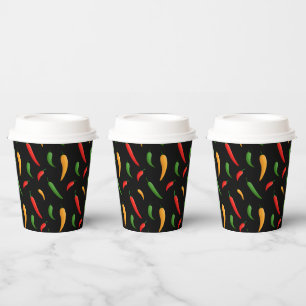 Vasos De Papel Spicy Chili Peppers Tapón de papel