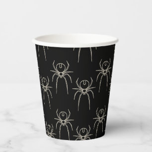 Vasos De Papel Spider - Blanco negro y negro
