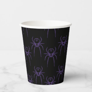 Vasos De Papel Spider en morado y negro