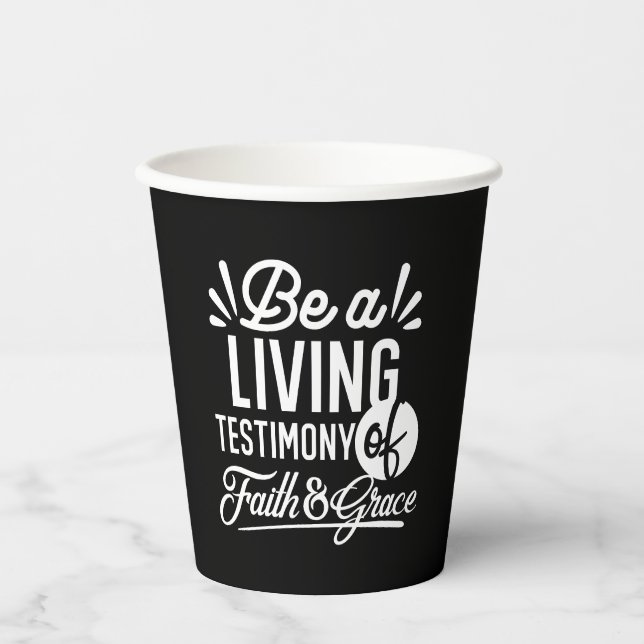 Vasos De Papel Spiritual Living Testimony Faith and Grace Quote (Anverso)