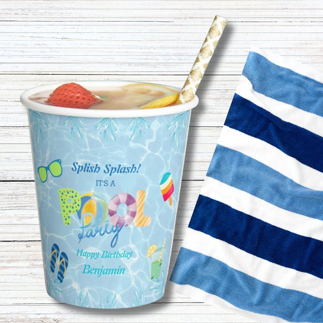 Vasos De Papel Splish Splash Boys Fiesta de la piscina de cumplea (Subido por el creador)
