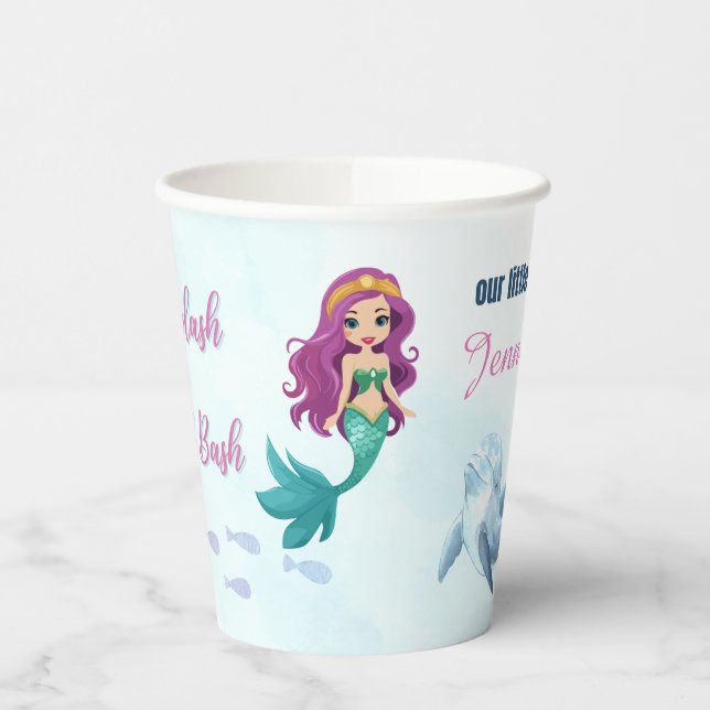 Vasos De Papel Splish Splash Mermaid Bash Cualquier Chica de Edad (Izquierda)