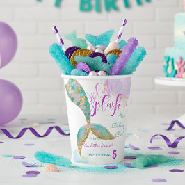 Vasos De Papel Splish splash mermaid cumpleaños bash