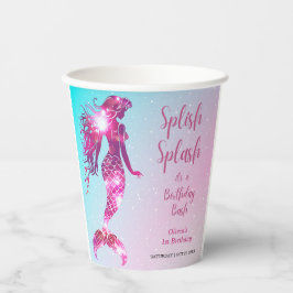 Vasos De Papel Splish Splash Sirmaid Baby Girl Primer cumpleaños