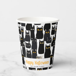 Vasos De Papel Spookone Black Cats Custom Name Happy Halloween