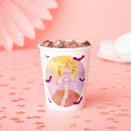 Vasos De Papel Spooky Castle on Hill Bats Halloween